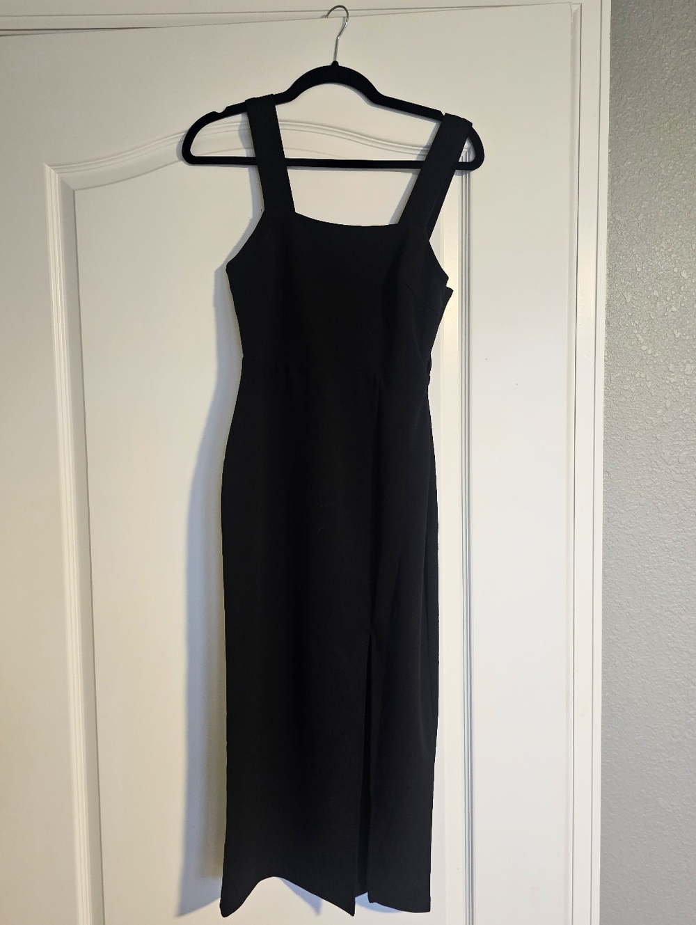 Petal & Pup Black Hyatt Midi Dress Size 2 Square Neck Slit Wedding Guest - Picture 2 of 4